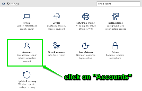 windows 10 settings accounts