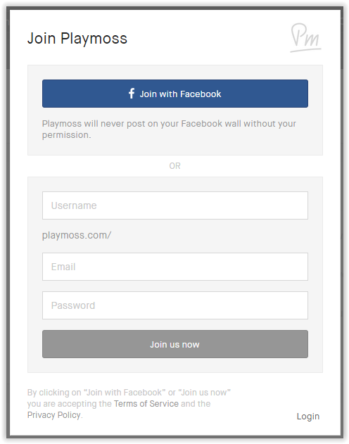 Playmoss Sign Up