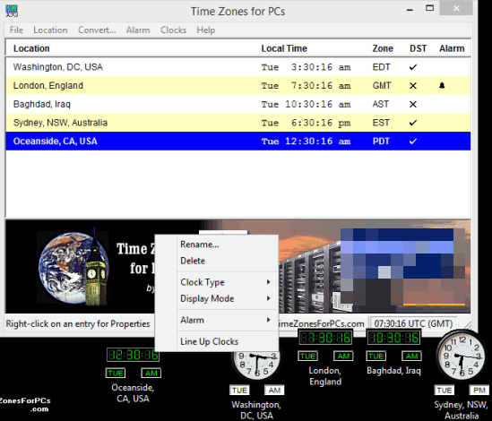 Time Zones for PCs