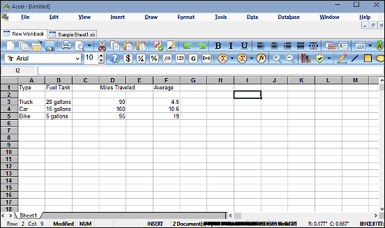 accel spreadsheet