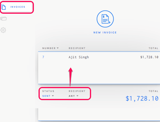 INVOICES option