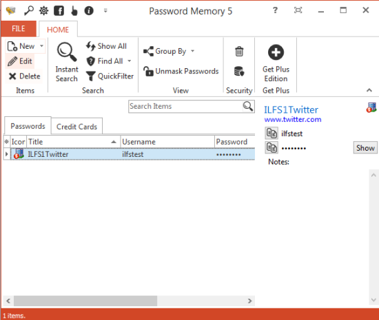 Password Memory 5- interface