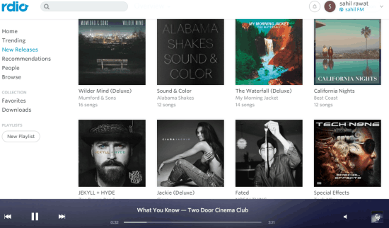 Rdio- interface