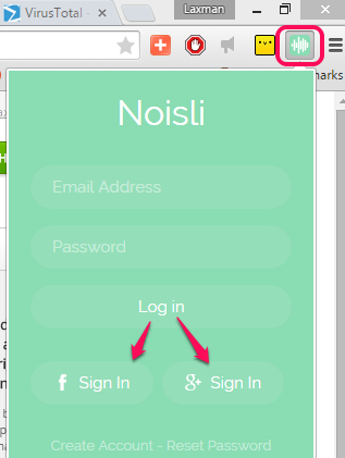 log in to Noisli