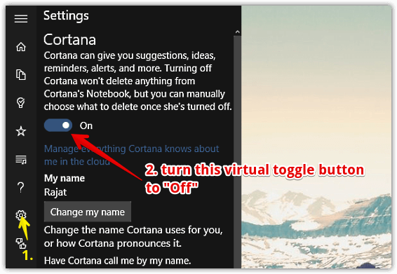 windows 10 turn off cortana
