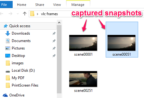 captured snapshots are saved automatically to destination folder