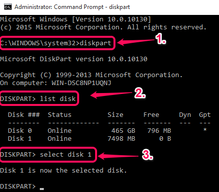 view list of disks and select your flash drive