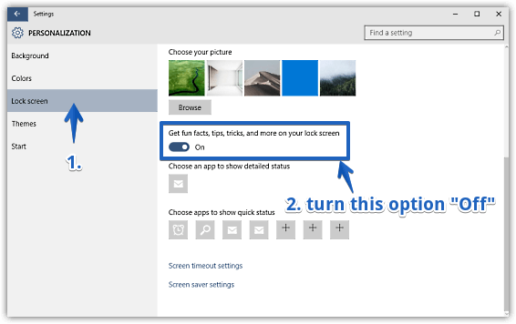 windows 10 disable tips and tricks on lock screen