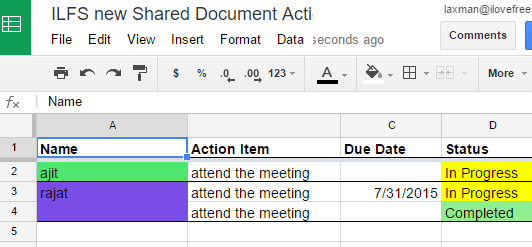 Export tasks as spreadsheet to see the progress