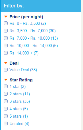 Filter for Hotel Booking