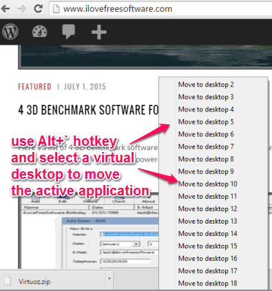 move any application to desired virtual desktop