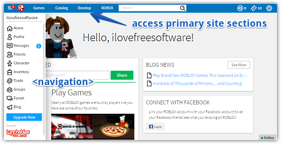 roblox main ui profile