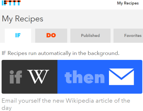 IFTTT recipe to get an email daily with Wikipedia Article of the Day