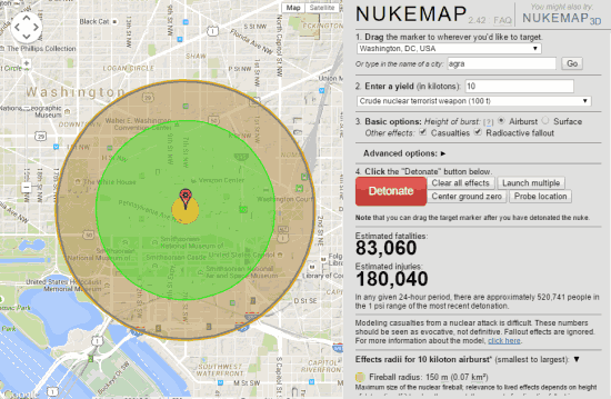 Nukemap- homepage