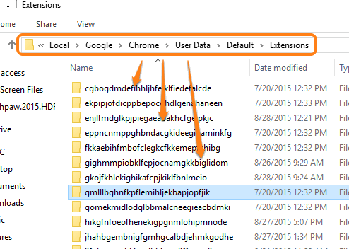 access Extensions folder