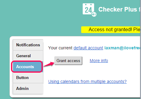 go to Accounts section to connect your Google account