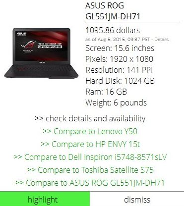 product chart comparison