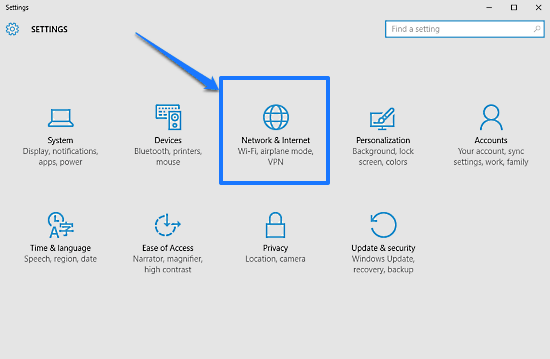 windows 10 modern settings network and internet