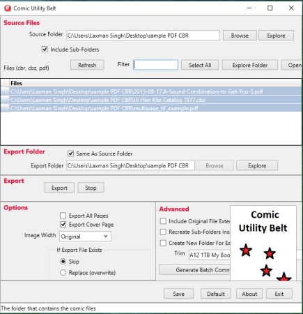 Comic Utility Belt- interface