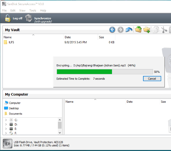 SanDisk SecureAccess's encryption process