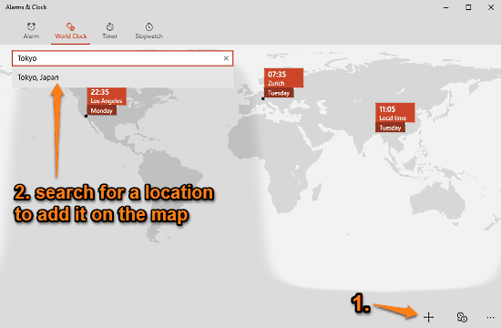 alarms and clock world time add locations