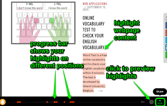 highlight webpage content and use sharing option