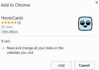 hovercards chrome adding