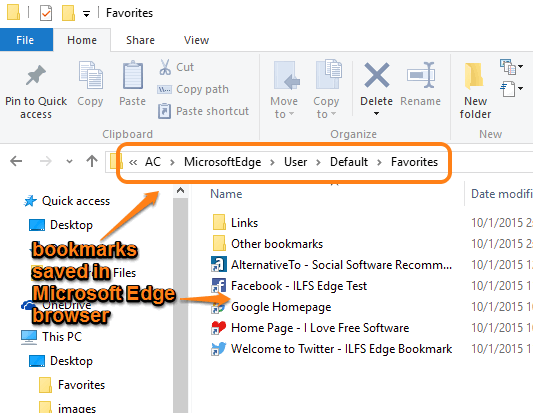 access Favorites folder