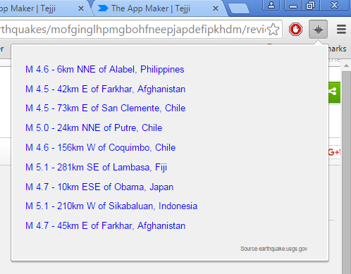 earthquake notification extensions google chrome 1