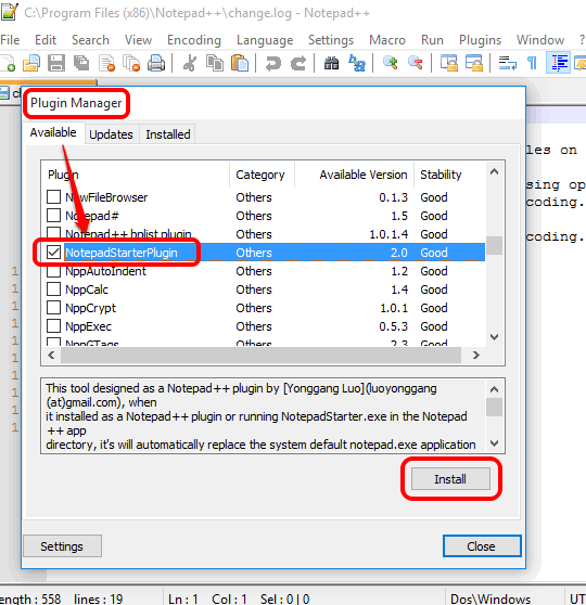 install NotepadStarterPlugin available for Notepad++