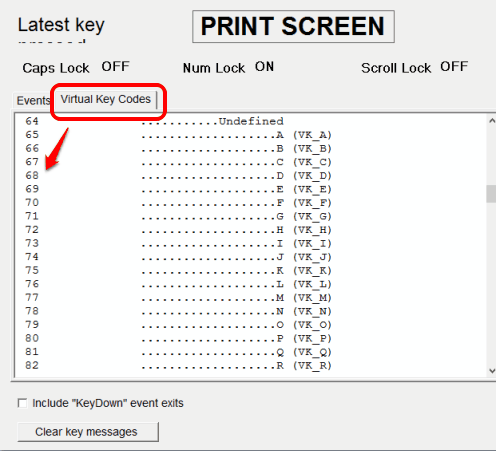 virtual key codes tab