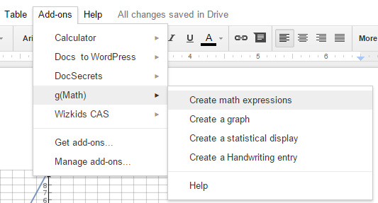 access g(Math) option