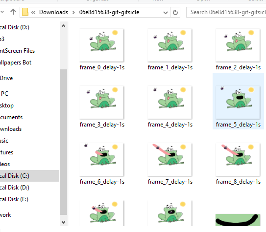 extracted frames of an animated GIF