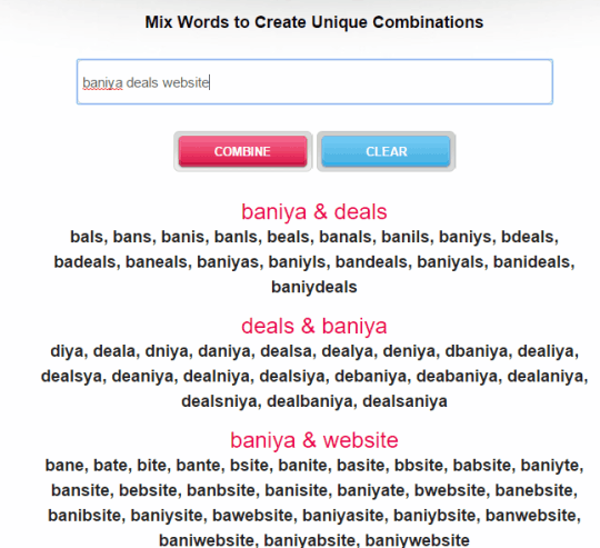 mix words to create unique combinations