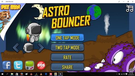 Astro Bouncer main screen