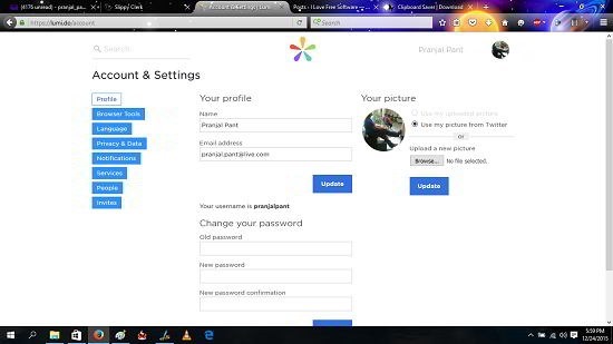 Lumi account settings