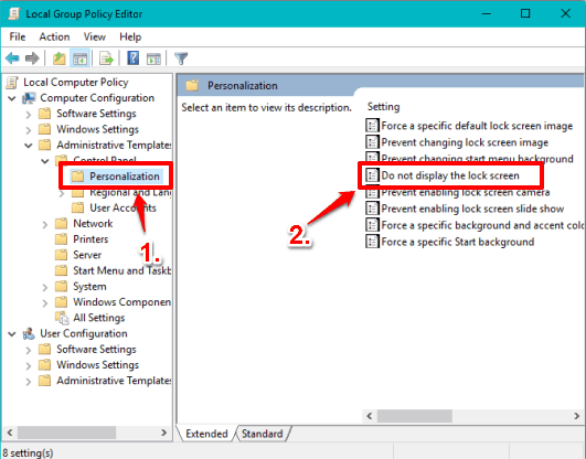 access Personalization folder