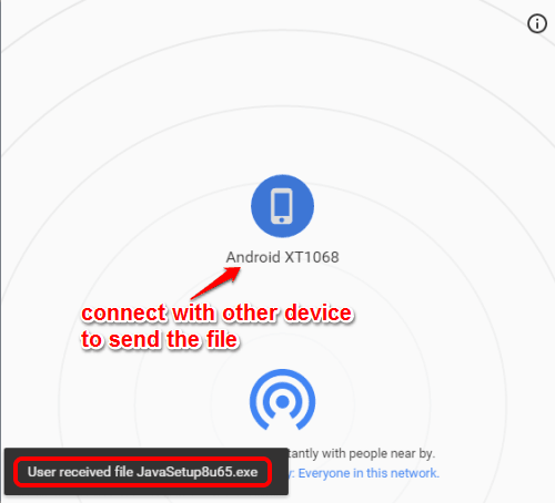 connect devices to send and receive files