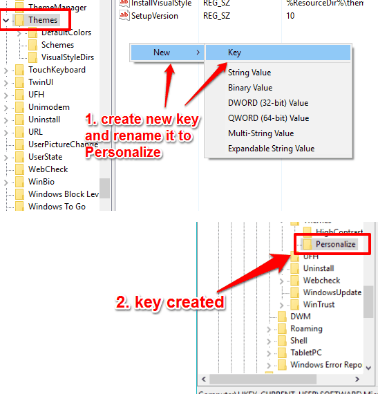 create Personalize key