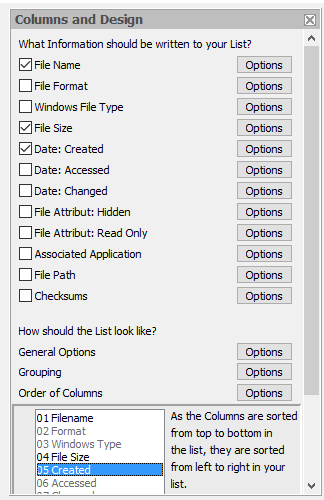 include or exclude information for output