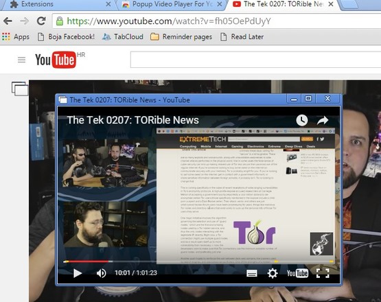 youtube video pop up extensions chrome 5