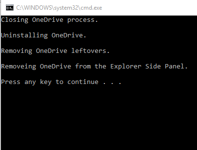 OneDrive Uninstaller tool process