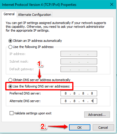 enter DNS addresses of any DNS service provider you want