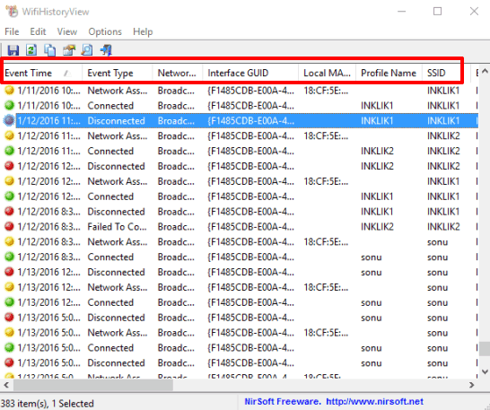 view the detailed information of WiFi connections