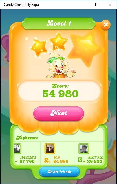 Candy Crush jelly saga score