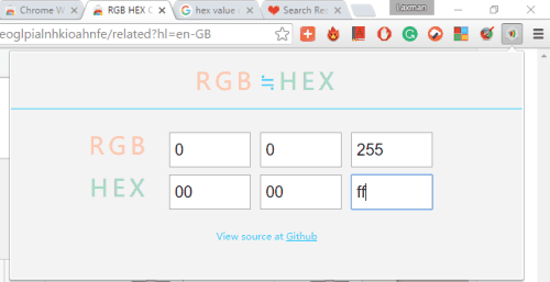 RGB HEX Converter pop-up