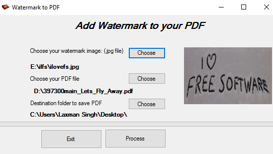 WatermarkToPDF- interface