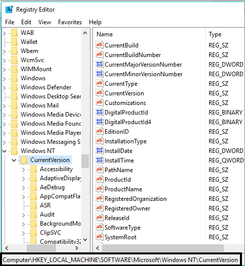 access CurrentVersion key