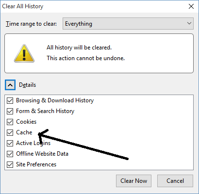 browser cache firefox