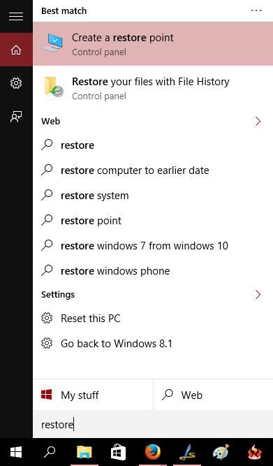 create restore point